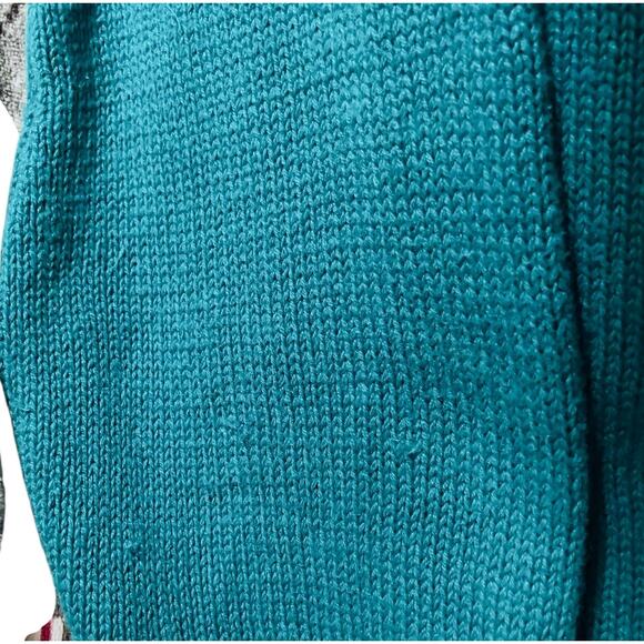 VTG 80s Small Daniel Caron Ramie Cotton Teal Green Crewneck Knit Sweater Pocket - Picture 9 of 14